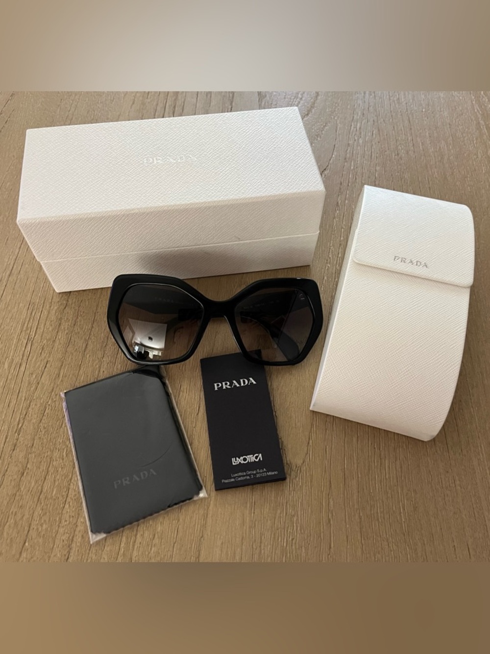 PRADA Sunglasses SPR 16R 1AB-0A7 Black Oversized